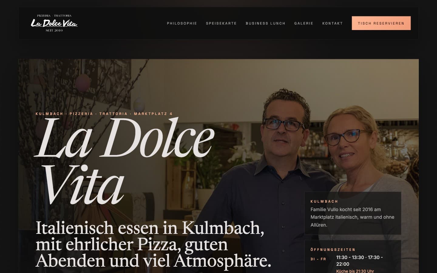 Startseite des Restaurants La Dolce Vita in Kulmbach